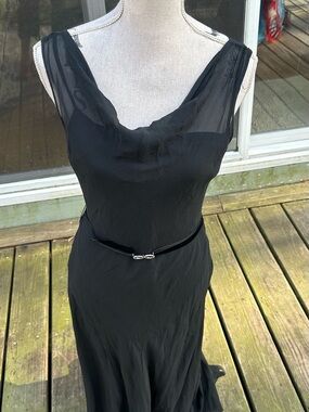 Express Vintage new  w tags Classic Black 100 % silk Sleeveless Evening Dress